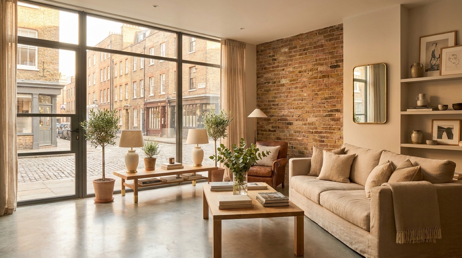 Beautifully staged short-let apartment living room